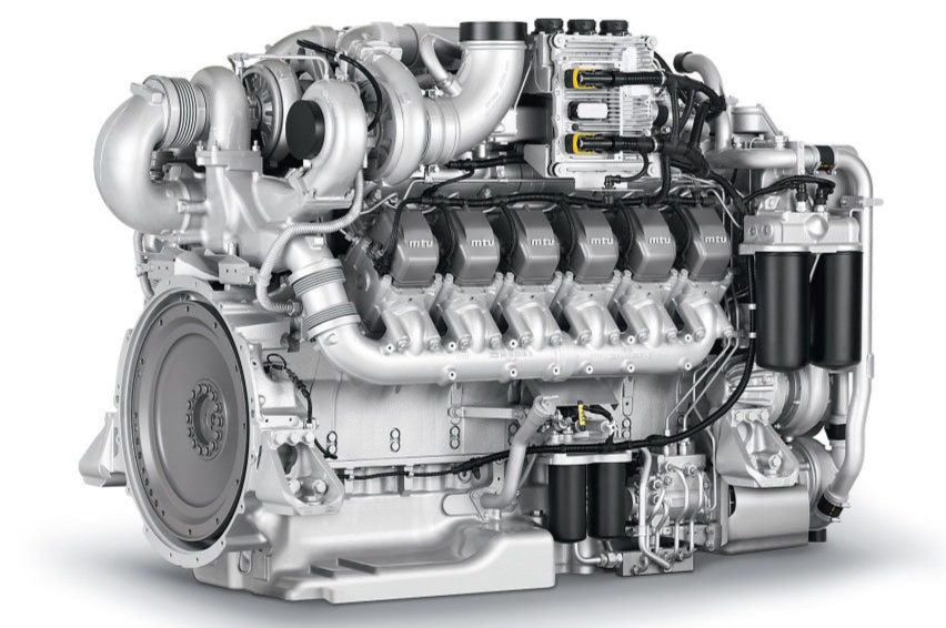 Heavy-duty diesel engine, illustrating LubeLine lubricants for industrial and commercial engines