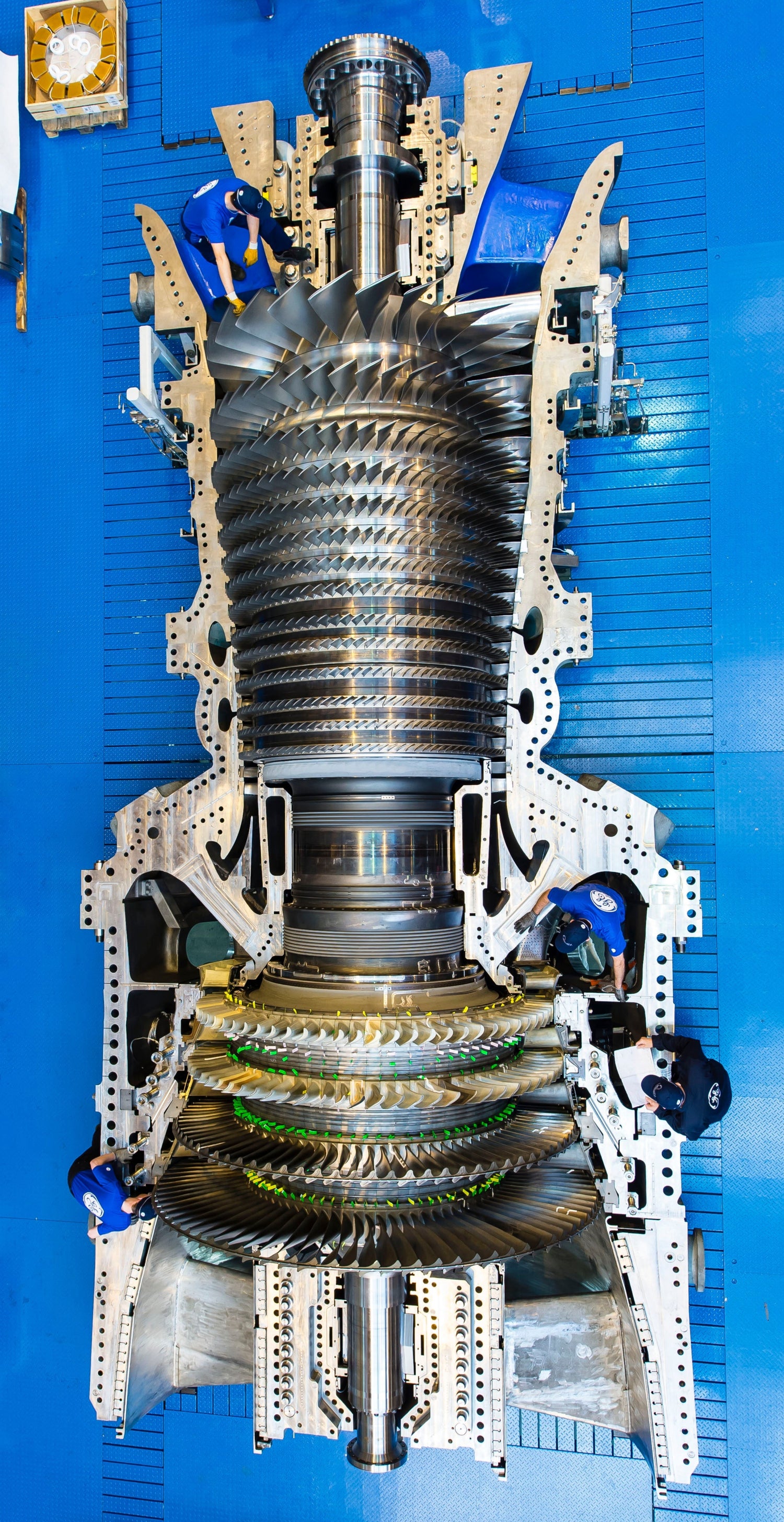 Internal components of a steam turbine, illustrating LubeLine industrial lubrication applications